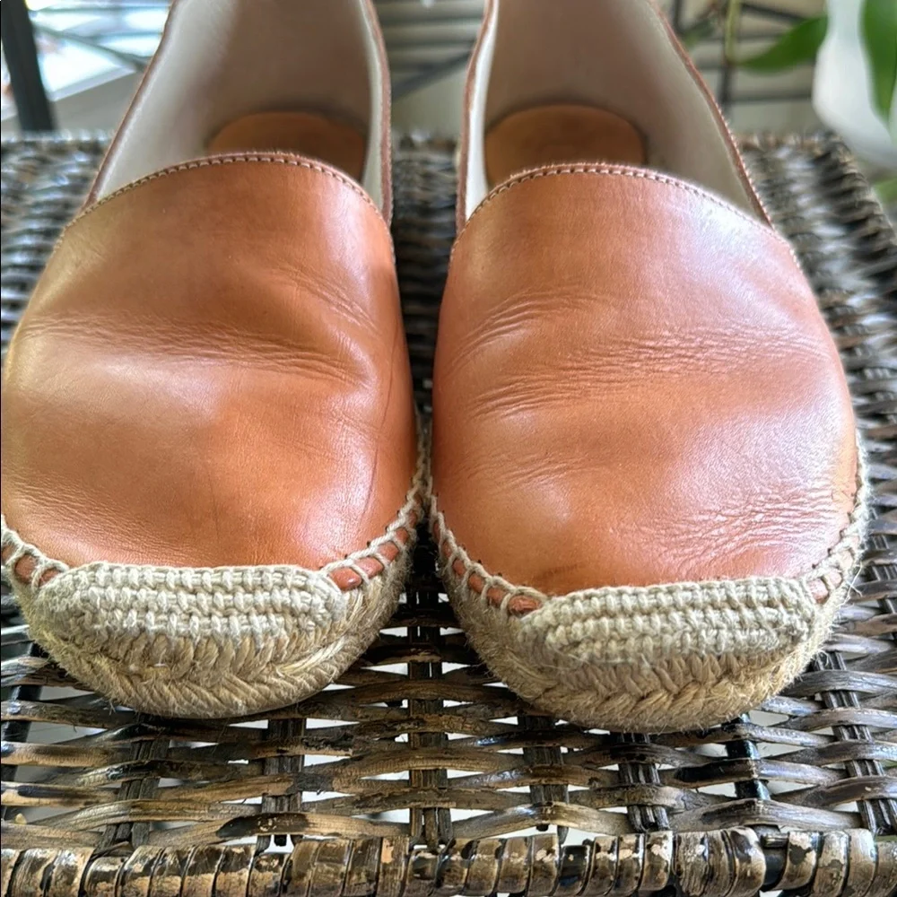 Tan Leather Espadrille Slip-On Flats Jute Sole Made in Spain Women’s size‎ 6.5